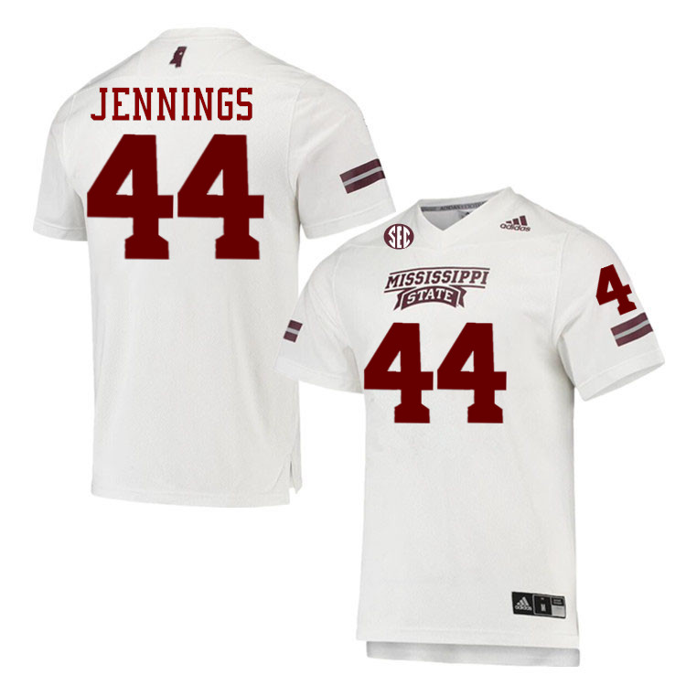 Men #44 Branden Jennings Mississippi State Bulldogs College Football Jerseys Stitched-White